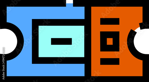 Colorful flat icon of a perforated event ticket symbolizing admission and access to movies, concerts, theater, festivals, online booking and ticketing in modern web and app design