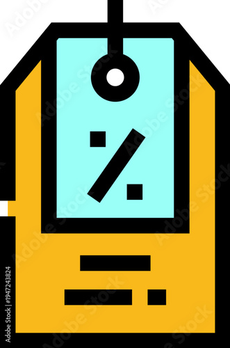 Retail price tag icon showing a special discount or promotional offer, symbolizing savings, sale percentage, and a bargain deal for retail, e commerce, and marketing use