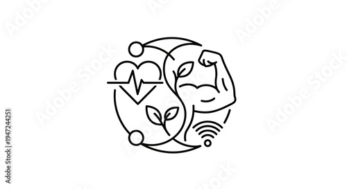 Healthy Lifestyle Concept: Fitness, Wellness, Technology, and Nature Integration