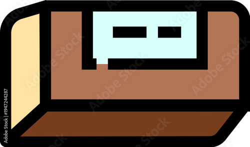 Eraser block icon on white background, flat vector illustration of a classic school or office eraser for design, education, correction, editing, and creative work concepts