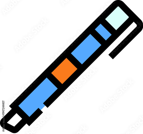 Colorful highlight marker used as an essential office supply and writing tool for education, creative projects, or drawing, offering functionality for various tasks