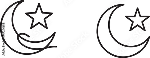 Islamic icon outline vector created in continuous one line minimalist drawing style for modern design. One line draw graphic design vector