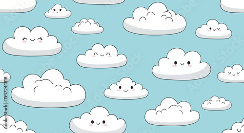 Cartoon clouds with smiling faces.