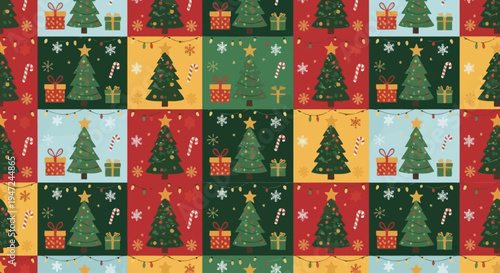Christmas trees with presents pattern.