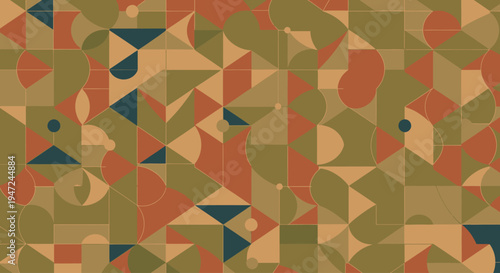 Geometric shapes in abstract pattern.