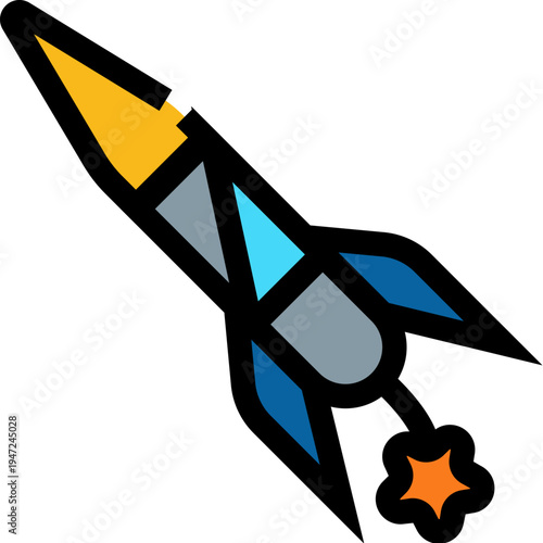 Rocket launcher ascending with colorful exhaust, symbolizing innovation, startup growth, technological advancement, and the ambition of scientific discovery and future ventures