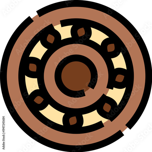 Bearing mechanism minimizing rotational friction with internal rolling elements, creating smooth operation essential for industrial machinery and mechanical systems