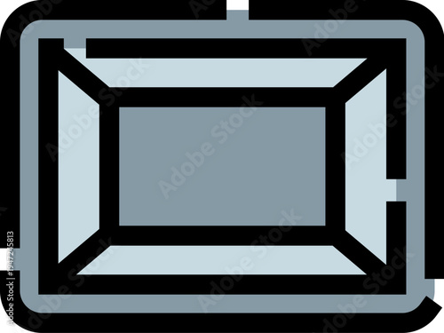 Rectangular baguette cut gemstone with crisp geometric facets, ideal for jewelry design, luxury branding, icons and minimalist vector art on a clean white background