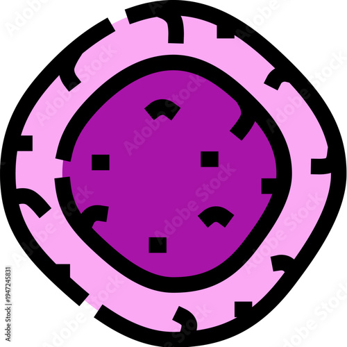 Ovum cell, vital for female reproduction and fertility, depicting the biological structure with a distinct nucleus and surrounding cytoplasm in a simple color illustration