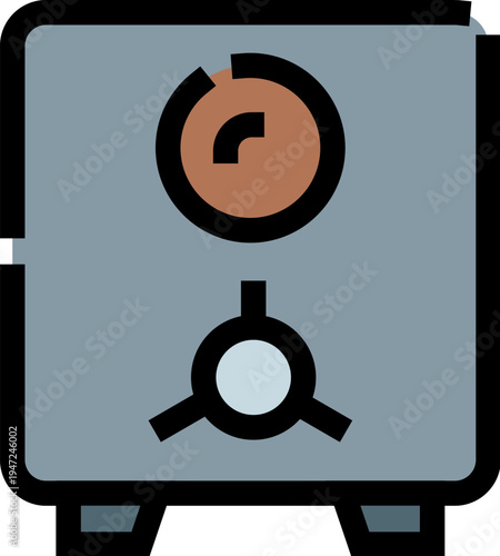 Grey safe box featuring a combination lock and handle, illustrating essential concepts of security, protection, storage, and wealth management for valuable assets