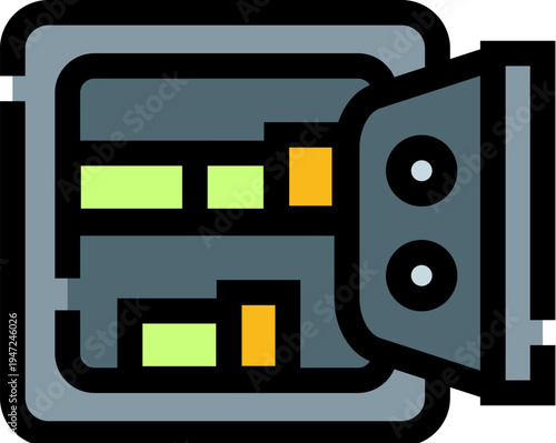 Secure metal safe box opening, revealing yellow and green sections, symbolizing financial protection, asset security, and storing valuables or important documents