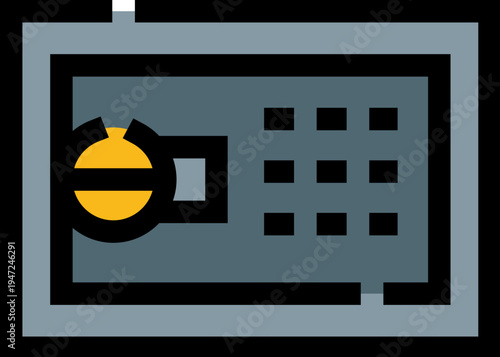 Modern metal safe box with digital keypad and rotary lock, secure storage for valuables, cash, documents and confidential data, bank style protection for personal or business use