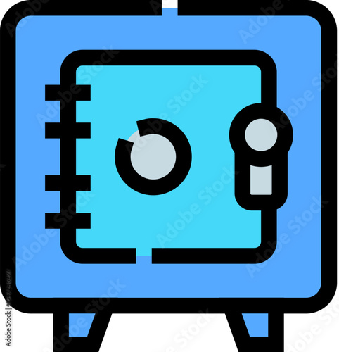 Safe box icon symbolizing financial security and protection of valuable assets, documents and data with a combination lock and keyhole for secure storage and privacy