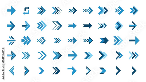 A collection of directional arrows pointing in various opposing directions Vector