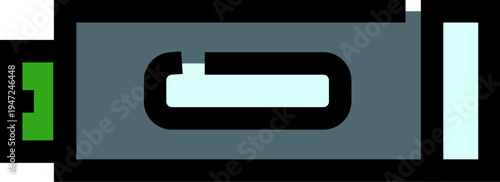 Usb flash drive icon with green connector and light blue body, minimal flat vector symbol representing portable digital storage, data transfer, backup and device connectivity