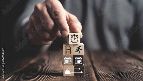 Time Management Blocks Concept With Clock, Calendar and Checklist for Business Planning and Productivity