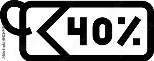 Price tag displaying a 40 percent discount, symbolizing retail sales, promotional offers, and shopping discounts for consumer savings on products and services