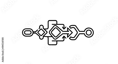 Abstract Process Flowchart Icon: Data Transformation and Workflow Automation
