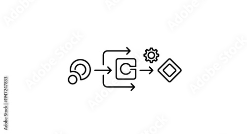 Abstract Workflow Process: Data Input, Processing, and Output Icons