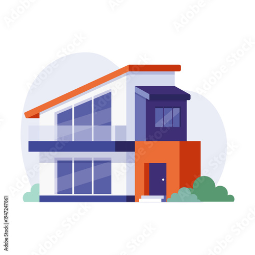 Maison contemporaine architecture moderne illustration immobilier