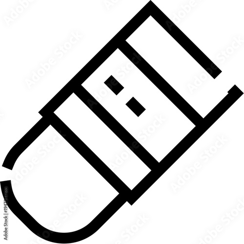 Black and white outline icon of an eraser for correcting mistakes minimalist school or office supply illustration for ui, education, writing, drawing, and design projects