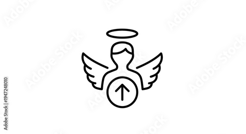 Angel Investor Icon with Upward Arrow, Symbolizing Growth and Support