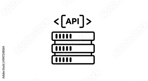 API Technology Concept: Stack of Servers with Code Brackets