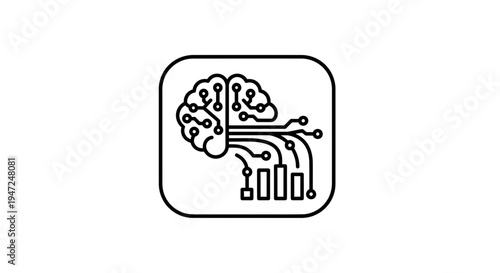 Artificial Intelligence Brain Circuit Board Icon - AI Technology Concept