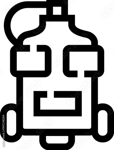 Portable fire extinguisher icon representing emergency preparedness, hazard control and property protection, simple black line pictogram illustrating safety and prevention measures