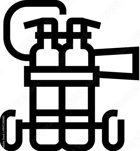 Medical oxygen tanks on a robust rolling cart providing essential respiratory support and supplying life sustaining gas for patients in healthcare facilities