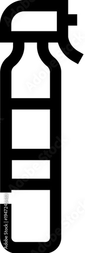 Spray bottle outline vector icon depicting a cleaning solution dispenser for household, laundry and disinfectant use, minimal, flat silhouette for web, ui and packaging designs