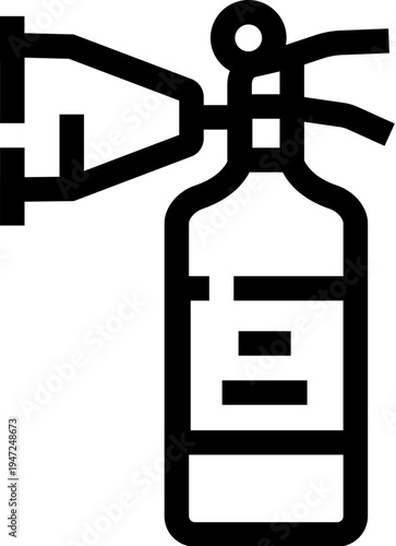 Fire extinguisher vector icon illustrating a safety device used for extinguishing or controlling small fires, emphasizing hazard prevention and readiness for emergencies