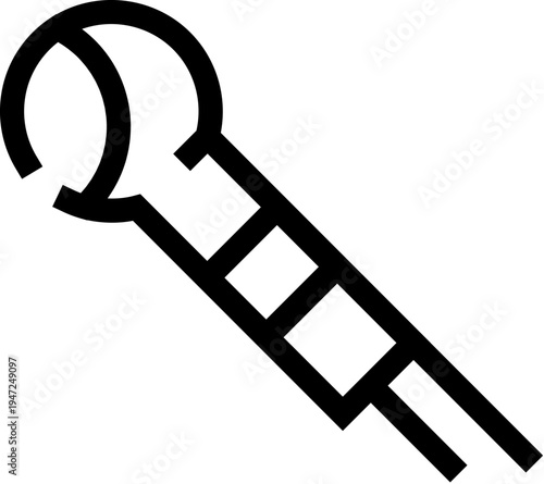 Microphone icon using a bold line art style, capturing audio and voice for various communication applications, representing technology in entertainment and broadcasting