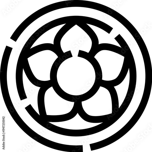 Ornate gothic rose window detail showing symmetrical floral tracery in black and white silhouette, evoking medieval cathedral architecture, heritage ornamentation and spiritual calm