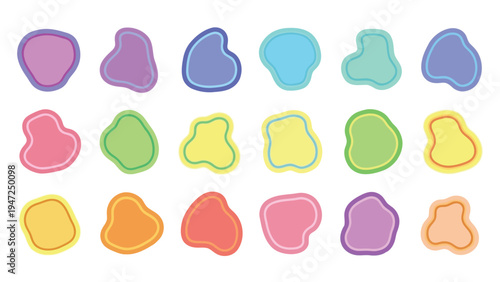Colorful array of cartoonish easter eggs in various pastel shades Vector