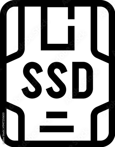 Solid state drive icon illustrating modern data storage technology and computer hardware, representing digital memory solutions and electronic components