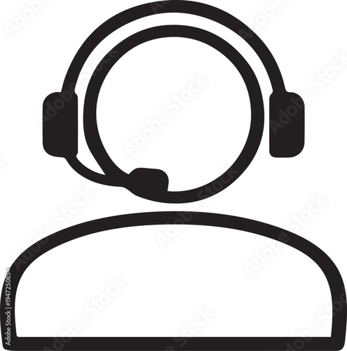 Customer Support Headset Icon Line Art