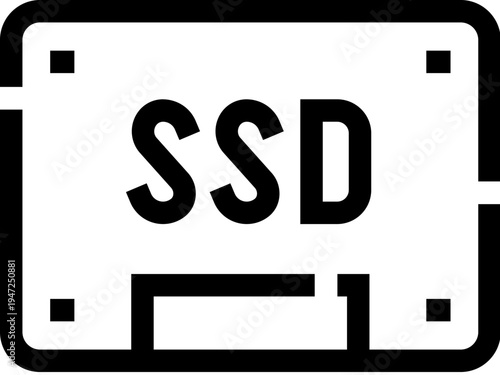 Solid state drive - ssd - icon depicting innovative computer hardware, electronic components, and digital data storage technology for fast, reliable memory and computing