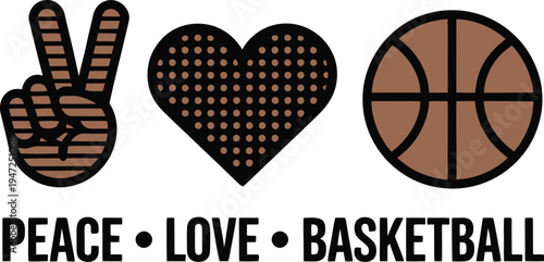 Peace Love Basketball, Peace Love basketball t shirt design, Funny Hand Lettering Quote
