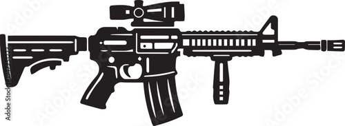 AR-15 Rifle SVG | Tactical Rifle Silhouette | AR-15 SVG Cut File for Cricut | M4 Assault Rifle Clipart