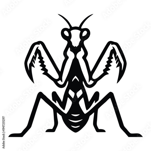 Praying Mantis Mascot Logo: Bold Minimalist Insect Illustration for Martial Arts, Gaming, and Creative Branding