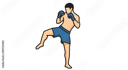 Muay thai fighter demonstrating a roundhouse kick in a dynamic pose