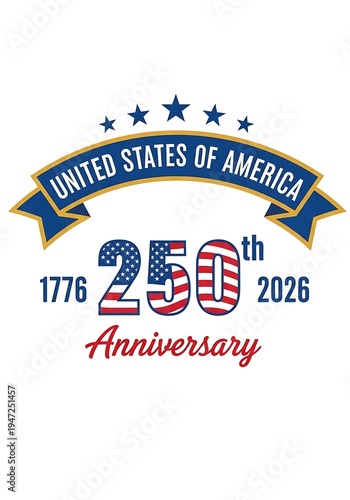 Celebrating USA's 250th Anniversary with Patriotic Emblem and Stars