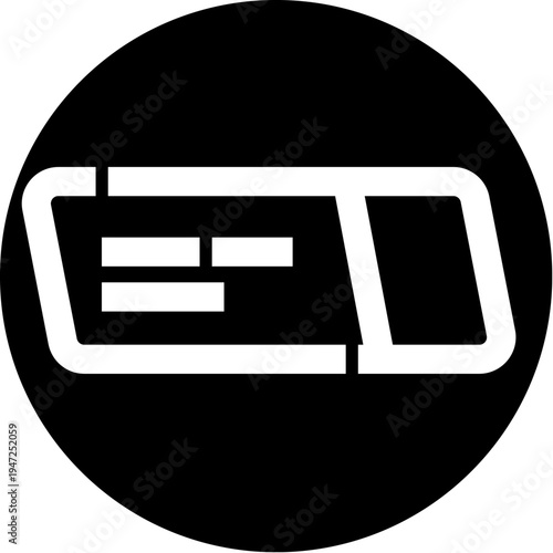 Ticketpass icon inside a circular black frame, minimalist black and white silhouette representing admission, entry, travel, events, booking, or digital access for apps and websites