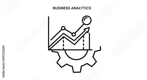 Business Analytics Graph with Gear Icon, Data Analysis and Growth Concept