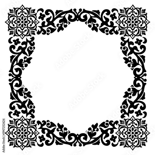 Elegant Baroque Floral Decorative Square Frame - Vintage Ornamental Design Element