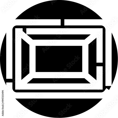 Abstract logical puzzle game providing a challenge and decision making pathway, featuring a hidden solution within a square shape inside a circular design