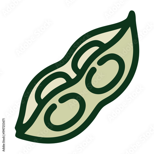 Soybean Pod Line Icon: Minimalist Edamame Outline for Plant Based Protein, Organic Agriculture, Vegan Food Label, and Green Pea Vegetable Vector Illustration