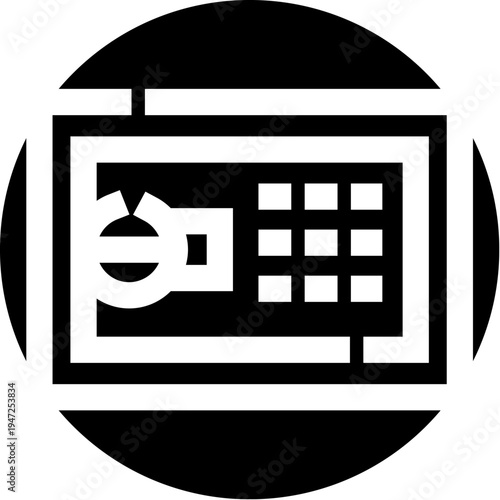 Safe vault locker protecting values with a digital keypad, representing security, protection, saving, banking, financial safety, and confidential information