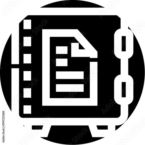Secure data document on a server icon symbolizing encrypted or protected information in a digital storage, providing database security and confidentiality